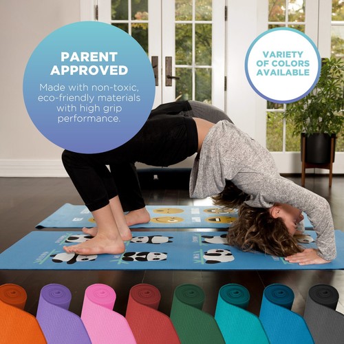 Estera de yoga pegajosa para niños - 3 mm de grosor (60”L x 24”W) alfombrilla de piso plegable ecológica para gimnasio - Imagen 58 de 140