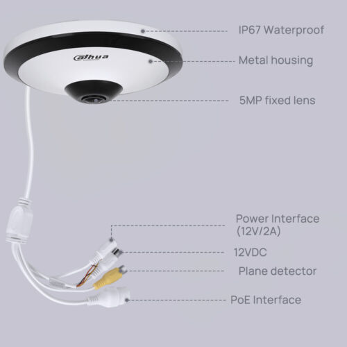 Dahua Fisheye 5MP WizMind IR Home Security IP Camera 360° view IPC-EW5541-AS NEW - Picture 7 of 15
