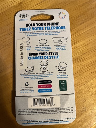 PopSockets Phone Grip DOVE WHITE MARBLE POPGRIP PopSocket Swappable Top - Picture 2 of 2