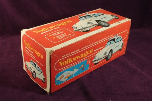 VINTAGE c1970 VOLKSWAGEN BEETLE POLICE CAR BATTERY ELECTRIC MOTOR Nr MINT BOXED - Picture 12 of 15
