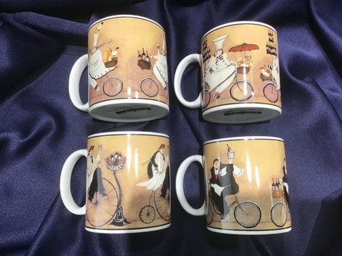 4 SAKURA CHEFS TO GO MUGS chefs on bicycles! NEVER USED! NEW! EXCELLENT!! - Picture 7 of 7