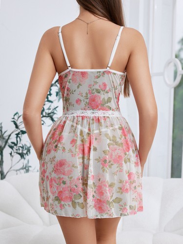 Sexy Women's Babydoll Lingerie MIni Dress Floral Nightgown Lace Deep-V Nightwear - Picture 8 of 15