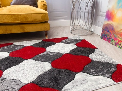 Alfombras rojas para sala de estar populares nuevas enrejadas gris oscuro mezcla dormitorio pasillo alfombra barata - Imagen 3 de 7