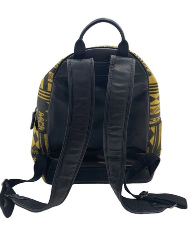 MCM Baroque Print Backpack in Viestos Yellow/Black - Picture 3 of 11