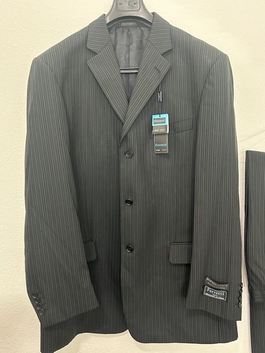 NWT Ferrecci Uomo Super 150's Hand TailorItalian Black Stripe 2pc Suit 50L/W44L - Picture 3 of 24