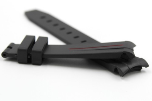Watch Strap Silicone TPU Black Ruler Red 20/18mm Closing Buckle Sports Promo - Picture 5 of 6