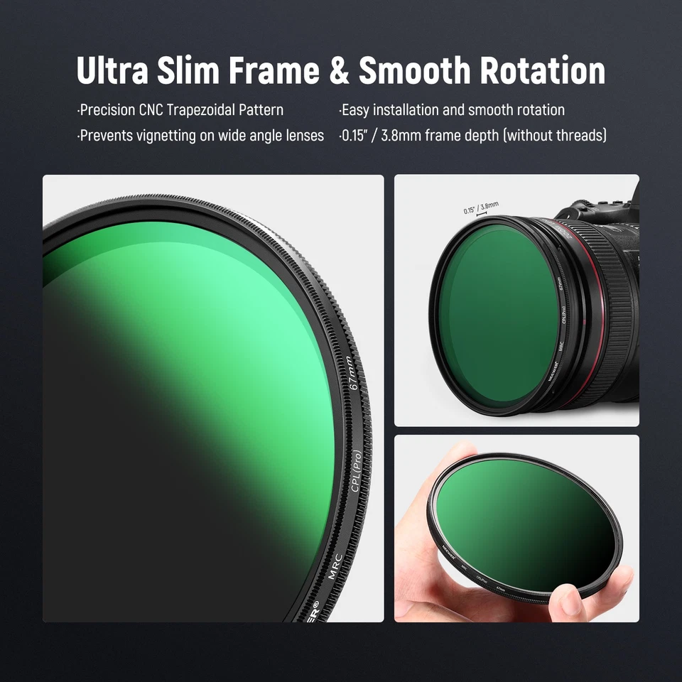 NEEWER 67mm CPL Filter 30 Layer Nano Coated Reduce Glare Enhance Contrast - Image 4 of 4