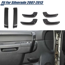 6pcs Carbon Fiber Door Handle Trim Cover Set For Chevy Silverado SIERRA 2007-13
