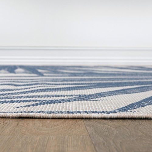Rugshop Out Door Rugs Tropical Leaves Reversible Indoor Outdoor Rug Blue Rug 5x7 - Picture 3 of 10