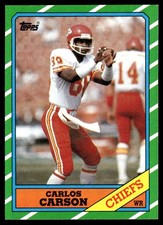 1986 Topps Football Card Carlos Carson Kansas City Chiefs #307 NM