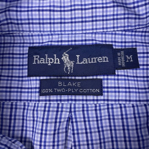 Ralph Lauren Hemd M Herren L/S Button Down Blake Blau Micro Kariert Tattersall GUC - Bild 7 von 8