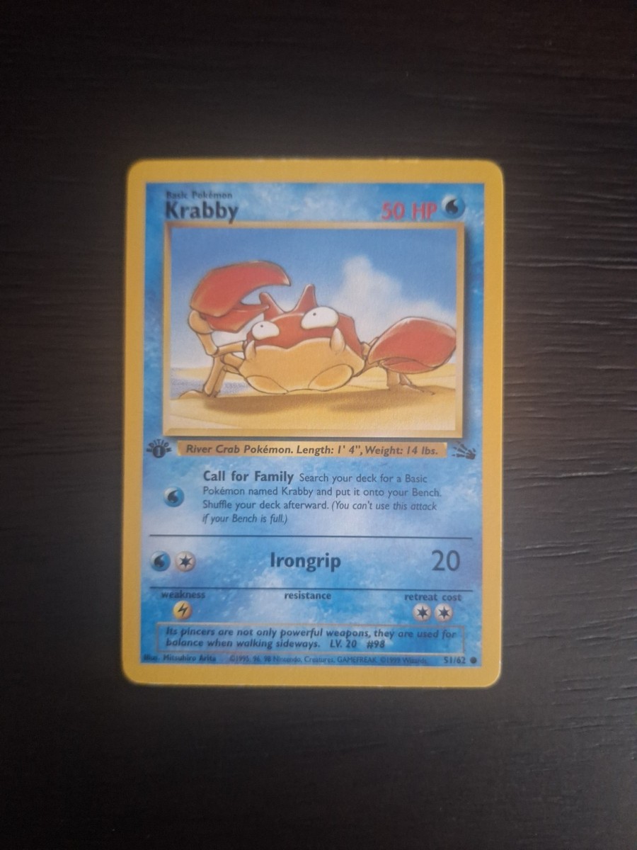 rare krabby card Pokemon - 098/165 - Pokemon 151 - Reverse Foil All cards will be carefully packed for safe transit CLOSE OUT---1995 Rare KRABBY 51/62