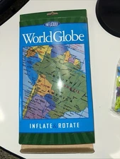 Inflatable world globe w stand to rotate 16 in made in Taiwan great 4 classroom
