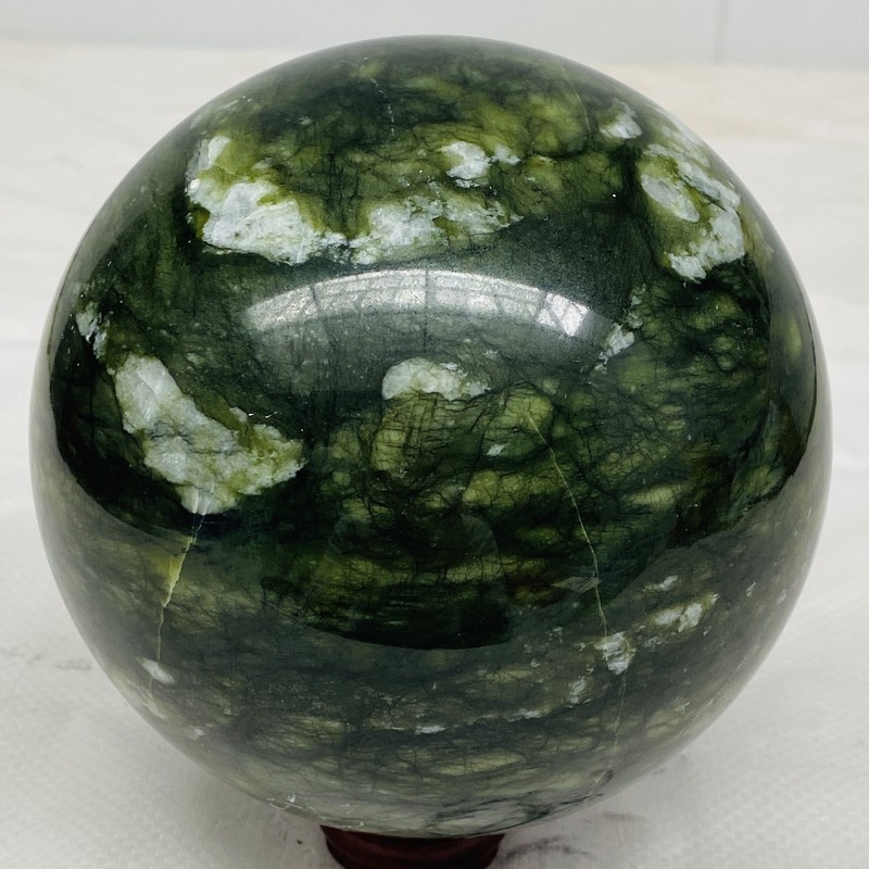 Natural Southern Jade Sphere Green Serpentine Crystal Ball Healing 2720g 5.99LB