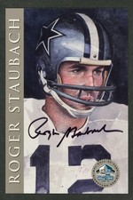 Roger Staubach Autograph Football Card (1998 HOF Series) Dallas Cowboys ~ NM