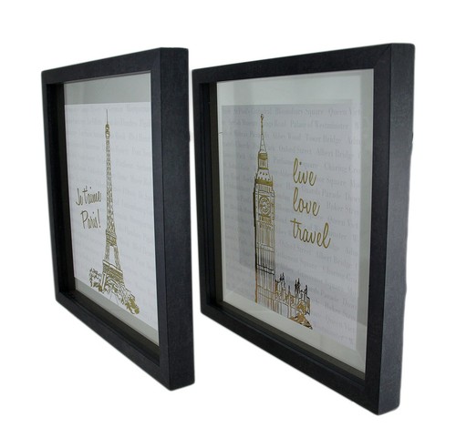 Zeckos 2 Stück Live Love Reise folierter Eiffelturm Big Ben Wandbehang Set - Bild 2 von 6