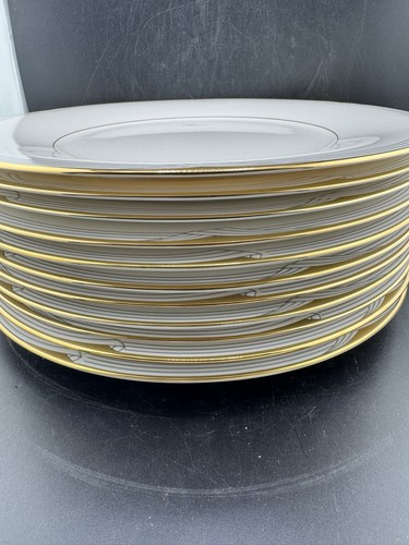 Noritake Golden Cove #7719 Gold Trim Geometric Design (11) Dinner Plates 10 1/2" - Picture 5 of 15