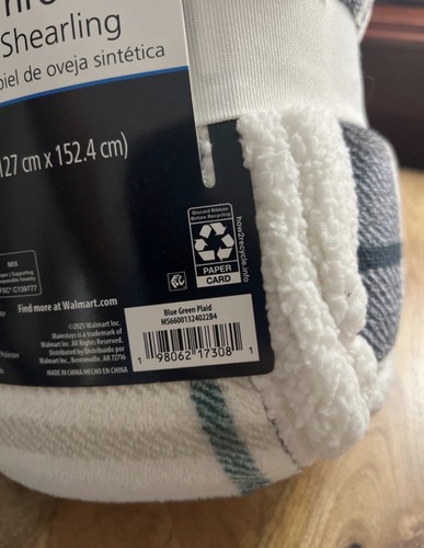 Reversible Printed Velvet Plush Faux Shearling Throw Blanket 50x60 Tartan Plaid - Picture 7 of 7