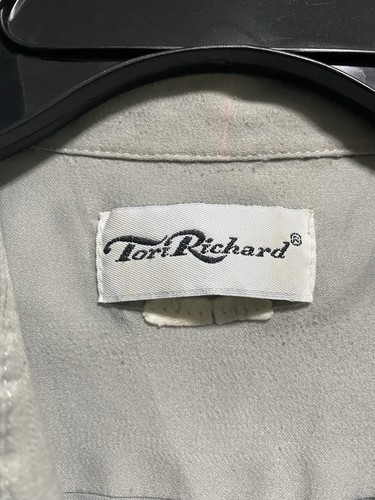 VTG 70's Tori Richard Hawaiian Shirt Gray Big Flower - Picture 2 of 6