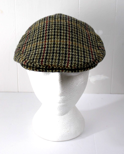 Harris Tweed Flat Cap M Size Newsboy Cabbie Adjustable Lined 40% Wool 60% Poly - Picture 1 of 7
