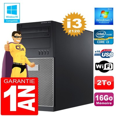 PC tour DELL 7010 Core I3-2120 RAM 16Go Scheibe 2 Zu Wifi W7