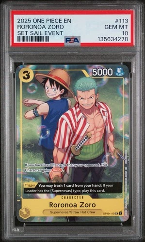 2025 One Piece Roronoa Zoro 2025 Learn Together Set Sail OP10-113 PSA 10