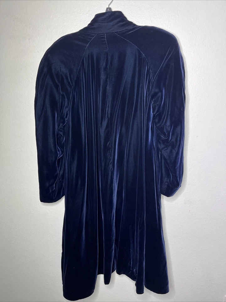 Vintage Victor Costa Blue Velvet Maxi Over Coat Sz Large Opera Cocktail - Image 4 of 4
