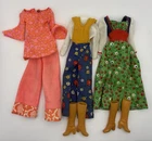 Vintage Barbie Clothes Sears 1973 Peasant Dress, Yellow Navy Jumpsuit, PJs