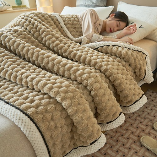 POPCORN WAFFLE LUXURY BLANKET FLEECE TRAVEL THROW SOFA BED WARM COSY EXTRA LARGE - Picture 13 of 24
