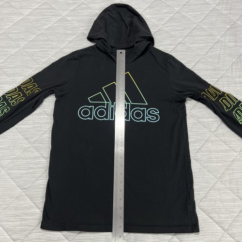 Adidas Hoodie T-Shirt Youth Boys Large 14/16 Black Long Sleeve Soccer - Picture 7 of 12
