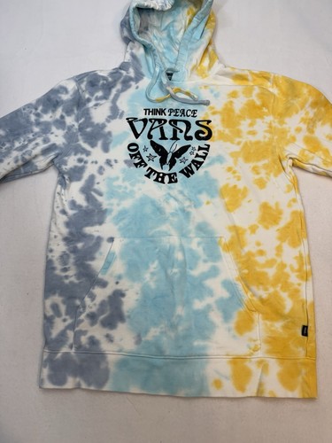 Vans Hoodie Mens Large Tie Dye Pullover Grunge Streetwear Kangaroo Pocket - Picture 3 of 15