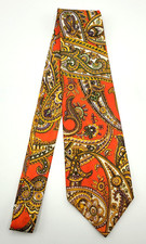 Amazing Vintage 1970s Psychedelic Paisley Necktie   Bold Orange