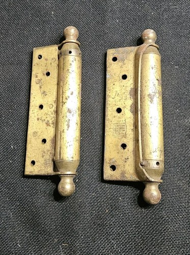Bisagra de puerta de resorte de cierre automático Bommer vintage (juego de 2) herrajes de 6" - Imagen 1 de 4