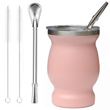 Bombilla Yerba Mate Gourd, 8oz Stainless Steel Tea Cup Set with a Multifuncti...