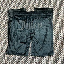 NWOT JUICY COUTURE Velvet Big Bling Sweatpants Black Size L Straight Leg Soft