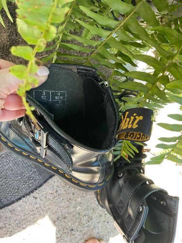Stivali da combattimento Dr. Martens uomo 1460 Alt in pelle nera con zip doppia fibbia taglia 5 - Foto 5 di 5