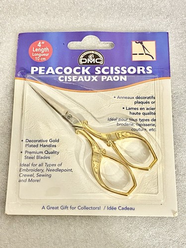 DMC Peacock Embroidery Sewing Scissors Decorative Gold Handle Made in Italy 4” - Picture 1 of 3