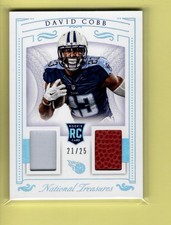DAVID COBB 2015 NATIONAL TREASURES PLAYER WORN MATERIALS ROOKIE CARD 21/25