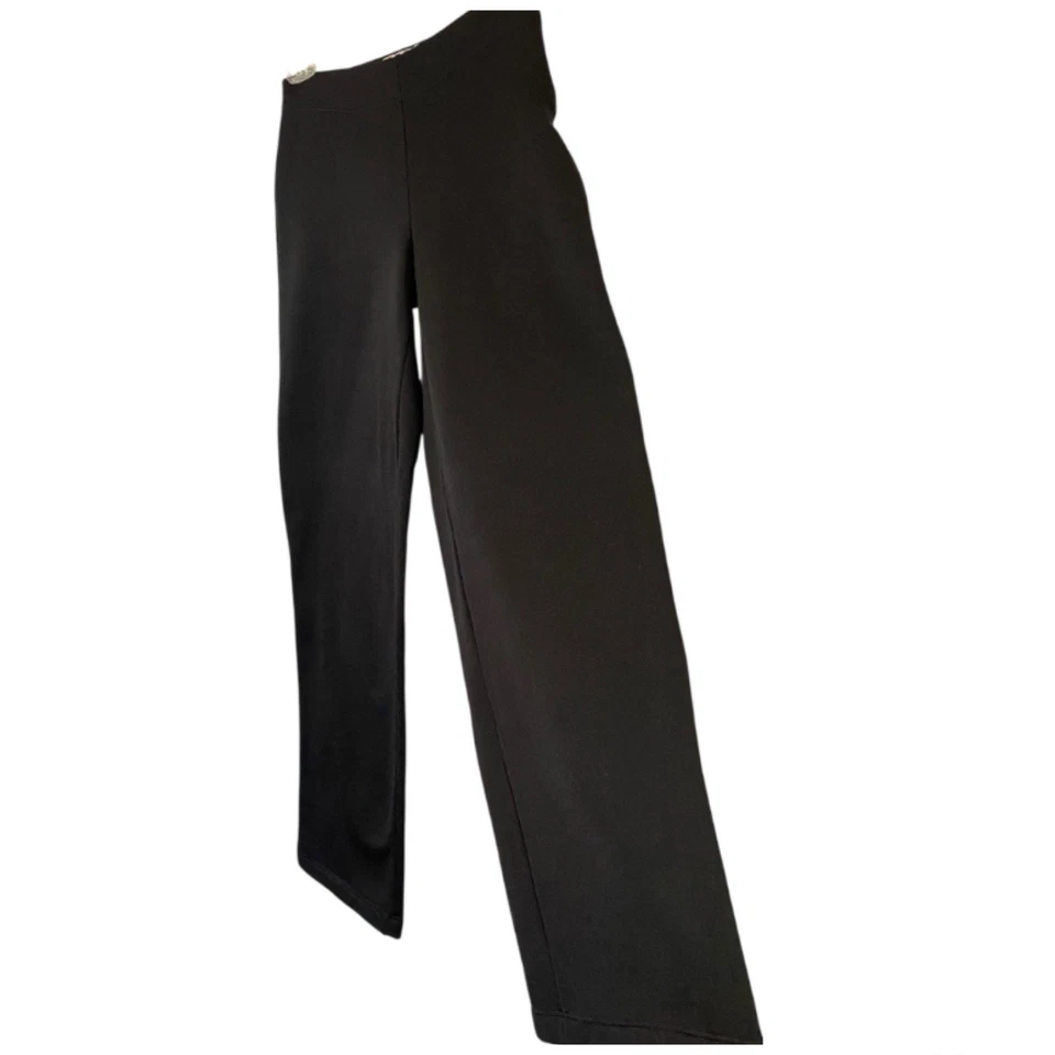 Y2K Carushka Bodywear Black Wide Leg Straight Pants Size Small Fleece Lined - Image 3 of 4