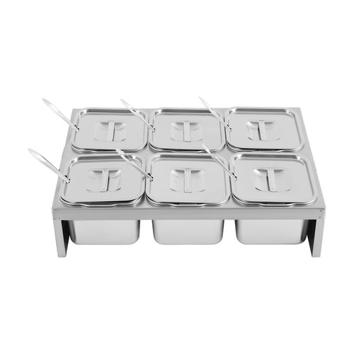 6-Container Pizza Topping Station, Stainless Steel Condiment Containers - Picture 19 of 19