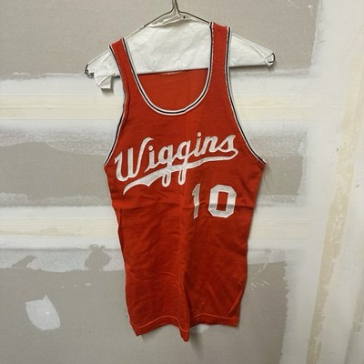 Vtg 60s 70s Rawlings Wiggins Tigers Basketball Jersey #10 Script Orange Size 36