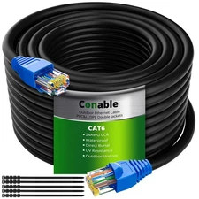 Cat6 Outdoor Ethernet Cable 400ft, Heavy Duty Double Jackets Internet Cord, W...