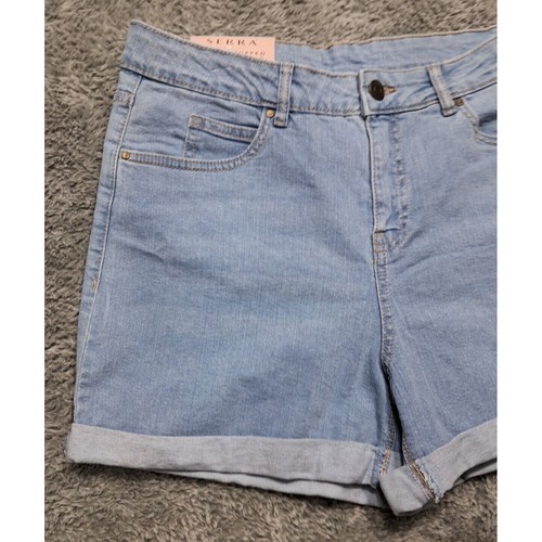New Serra Shorts Womens Sz 10 Denim Blue Jean Stretch Mid-Rise Mom Cuffed - Picture 3 of 11
