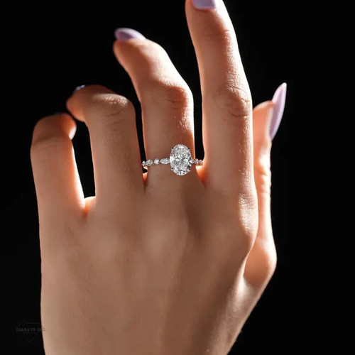 1.5 Ct Oval Cut Moissanite Big Diamond Engagement Ring In Silver Gift For Women - Picture 1 of 8