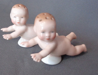 Vintage S&P Salt Pepper Shakers Creepy Cute Flying Crawling Baby Porcelain