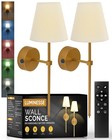 Battery Operated Wall Sconces - No Wiring Needed - Set of Two - 24 Inch Gold ...