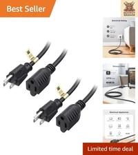 Weather-Resistant 10ft 16 AWG Power Extension Cord - 2-Pack for Versatile Use