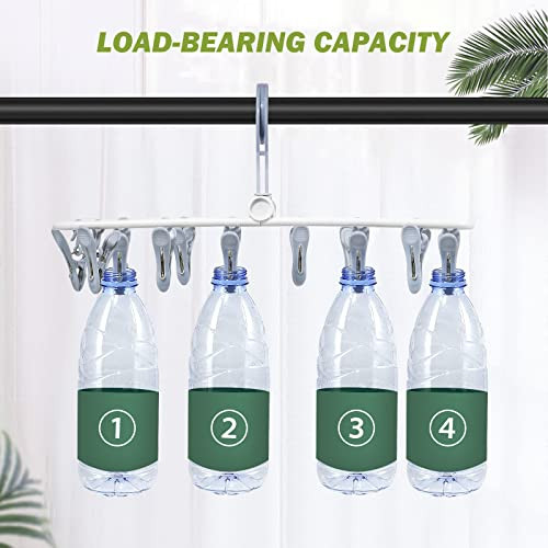 Clothes Drying Hanger with 12 Clips, 2 Pack Folding Portable Blue and Purple - Bild 6 von 8