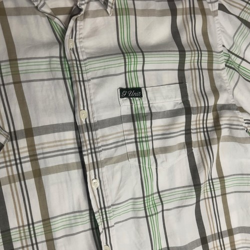 Camisa a Cuadros Pesada G Unit Hombres Talla Grande Manga Corta Algodón con Botones - Imagen 4 de 5