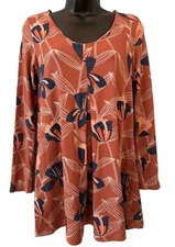 WHITE STUFF 8/XS Burnt Orange/Blue Floral Longline Tunic